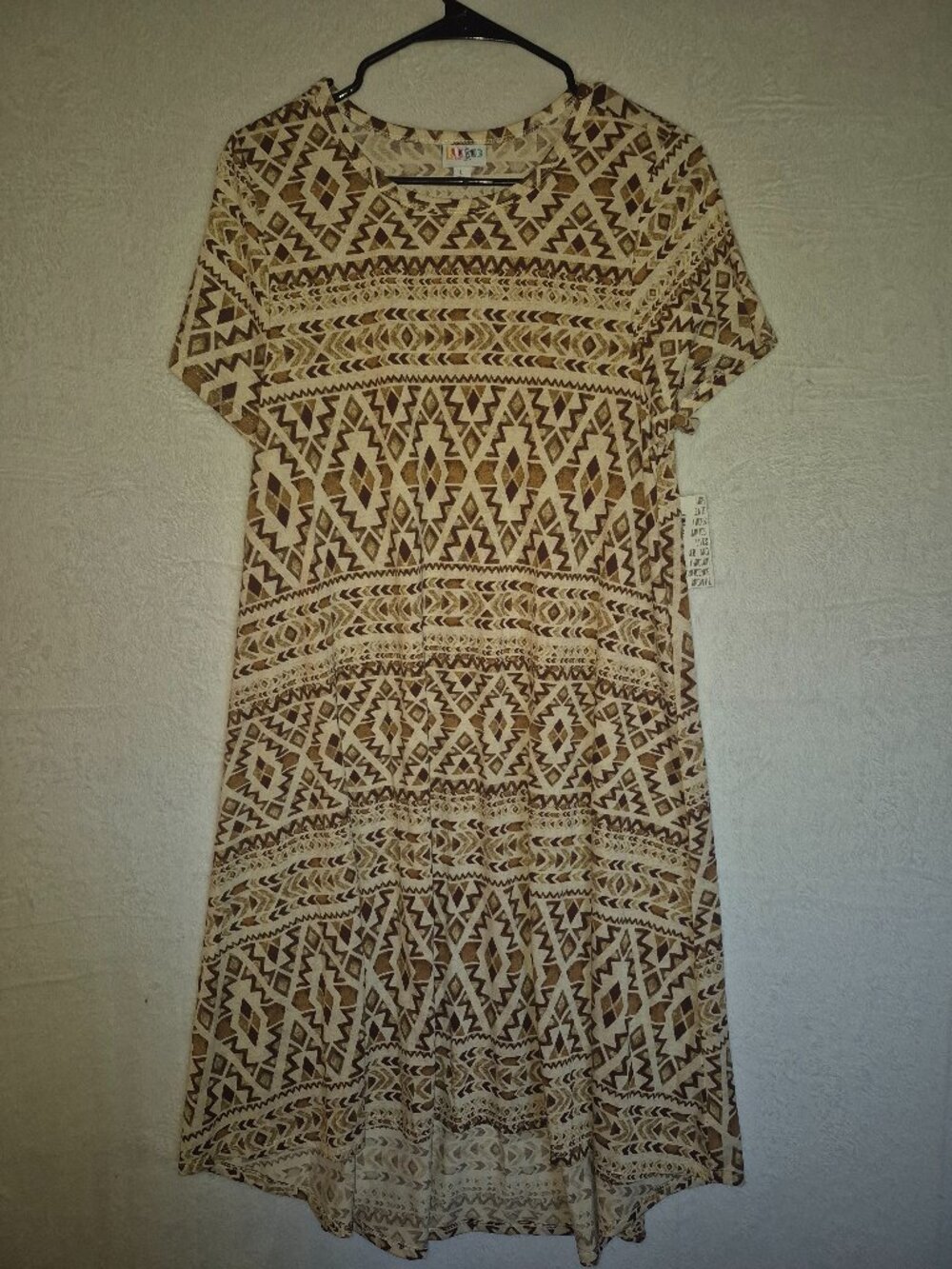 NWT LuLaRoe Carly Maxi Dress BOHO Aztec High Low Swing L Western Festival